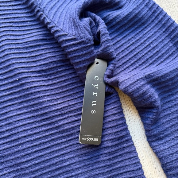 Cyrus Deep Blue Ribbed Cardigan - Picture 2 of 6